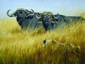 Expensive Meal Sketch<BR>22 X 38 "Expensive Meal" - African Game  African Game Paintings  Plains Game Art